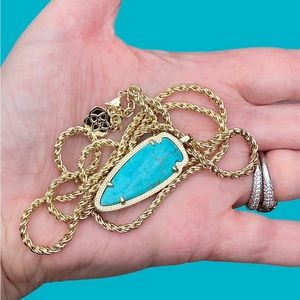 EUC Kendra Scott Gold Turquoise Skylar Long Necklace